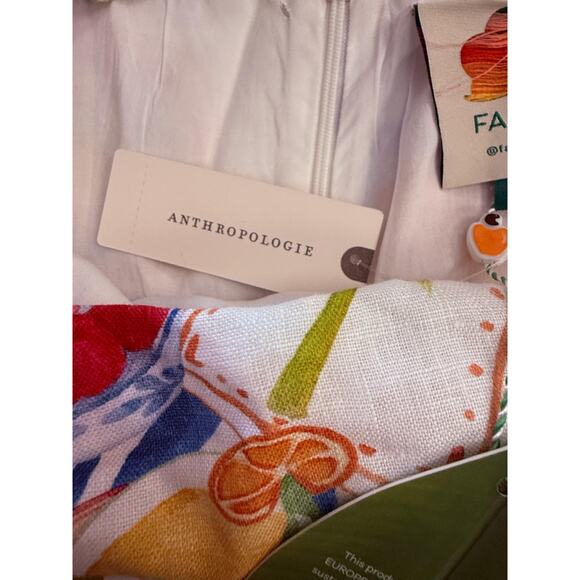 FARM RIO Dress Womens XS Multicolor Fresh Table Linen Print Anthropologie NWT - Picture 4 of 11